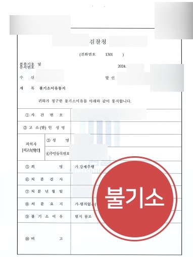 [성추행성희롱 범죄 불기소사례] 성추행성희롱범죄 불기소처분 결정 