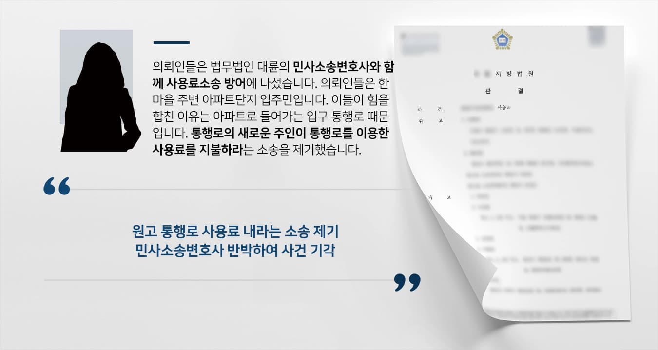 [사용료소송 방어] 민사소송변호사 반박하여 사건 종결, 소송비용도 받게 됨