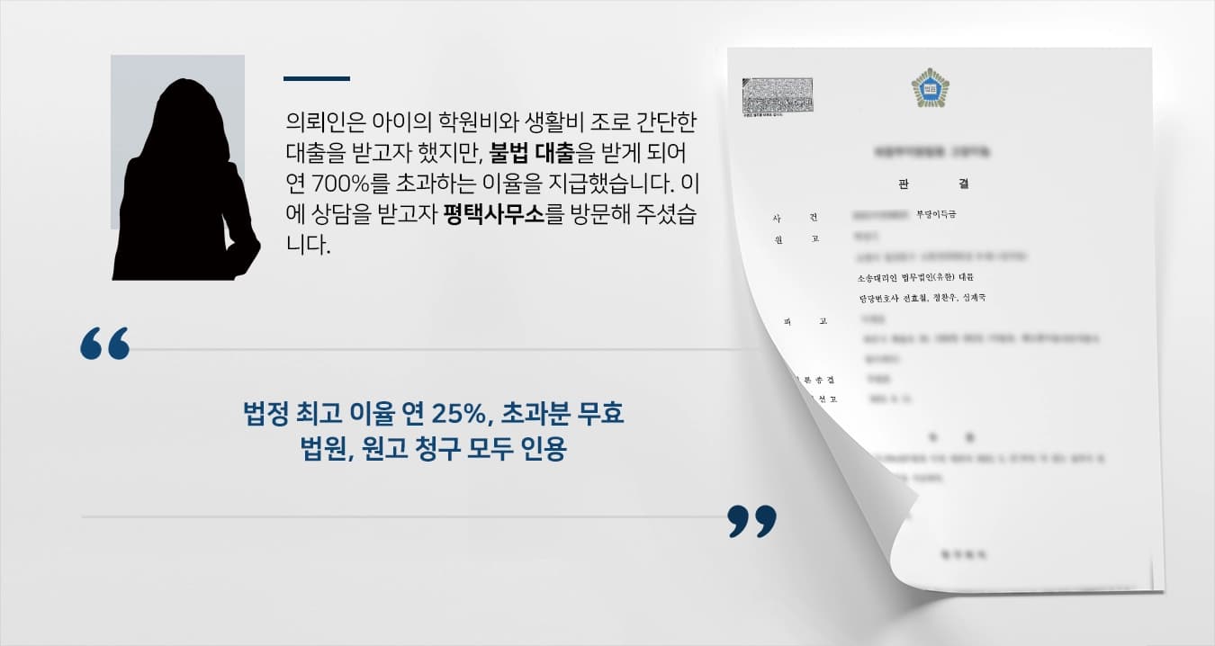 [평택변호사상담 사례 소개] 법정최고금리 초과 대출 이자요구, 대륜의 조력으로 되돌려 받아