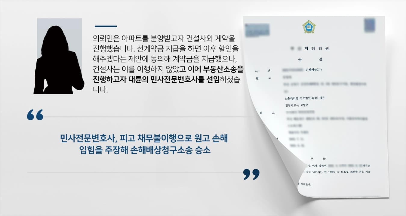 [부동산소송 승소사례] 아파트분양 사기 계약금·중도금 손해배상청구 성공한 민사전문변호사 