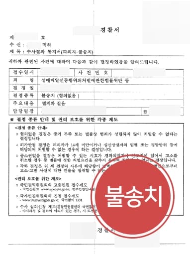 [성매매알선 등 불송치] 성범죄전문변호사, 성매매알선 및 불법추심 피의자 경찰 단계 종결
